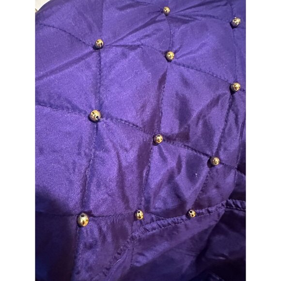Vintage Purple Silk Bomber Jacket – Quilted Bead Accent – Size M – Fuda Internat - Picture 2 of 11
